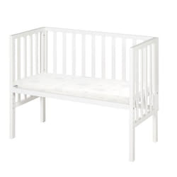 ROBA Berceau Cododo 2en1 Réglable safe asleep® 90 x 45 cm + Matelas + Barrière en Maille - Bois Laqué Blanc