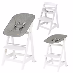 roba Born up, Set 2in1, Chaise haute traditionnelle, Siège rigide, Gris clair, Blanc, Monochromatique, 3/5 points, Polyester