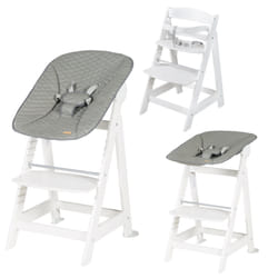 roba Born up, Set 2in1 Chaise haute traditionnelle Siège rigide Gris clair, Blanc