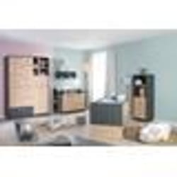 Chambre Bébé Complète Lenn - Lit Évolutif 70x140 cm + Commode à Langer + Armoire 3 Portes - ROBA
