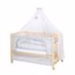 ROBA Lit Cododo Complet Jumbo twins gris 60x120 cm avec 4 roues à freins - Bois Naturel - Motif Éléphant