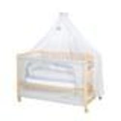 ROBA Lit Cododo Complet Jumbo twins gris 60x120 cm avec 4 roues à freins - Bois Naturel - Motif Éléphant