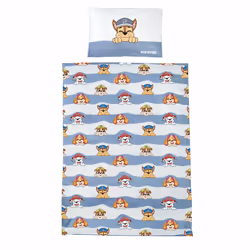 roba Linge de lit pour enfants 100 x 135 cm 'Pat' Patrouille' - en coton - Blanc / Bleu, Couverture incluse, Taie d'oreiller ...