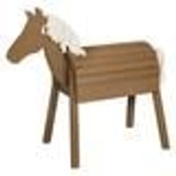 ROBA Cheval dExtérieur en Bois Massif pour Enfant - sans Bascule - Cheval de Jeu en Brun