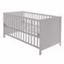 ROBA Lit Bébé Évolutif 70x140 - Réglable en Hauteur - 3 Barreaux Amovibles - Coins de Transformation Inclus - Bois Gris