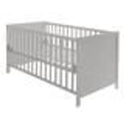 ROBA Lit Bébé Évolutif 70x140 - Réglable en Hauteur - 3 Barreaux Amovibles - Coins de Transformation Inclus - Bois Gris