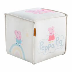roba Tabouret enfant 'Peppa Pig' en forme de cube - Revêtement en velours beige + Impression Peppa