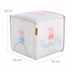 roba Tabouret enfant 'Peppa Pig' en forme de cube - Revêtement en velours beige + Impression Peppa