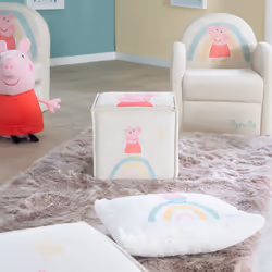 roba Tabouret enfant 'Peppa Pig' en forme de cube - Revêtement en velours beige + Impression Peppa - Vue supplémentaire 5