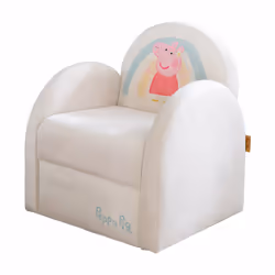 roba Fauteuil enfant 'Peppa Pig' avec accoudoirs - Tissu en velours beige avec motif Peppa, Toison, Contre-plaqué, Polyester, ...
