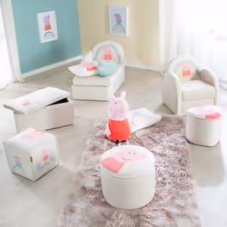 roba Fauteuil enfant 'Peppa Pig' avec accoudoirs - Tissu en velours beige avec motif Peppa - Vue supplémentaire 4