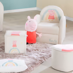 roba Fauteuil enfant 'Peppa Pig' avec accoudoirs - Tissu en velours beige avec motif Peppa - Vue supplémentaire 5
