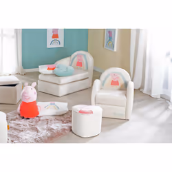roba Fauteuil enfant 'Peppa Pig' avec accoudoirs - Tissu en velours beige avec motif Peppa - Vue supplémentaire 6