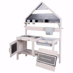 roba Cuisine de jeu d'extérieur au design maison - Bois certifié FSC - Lasuré gris, Cuisine, 18 an(s)
