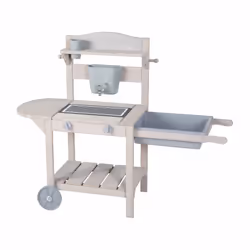 roba Cuisine de jeu mobile BBQ pour enfants - Bois certifié FSC - Lasurée gris, 1,5 an(s)