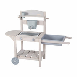 roba Cuisine de jeu mobile BBQ pour enfants - Bois certifié FSC - Lasurée gris