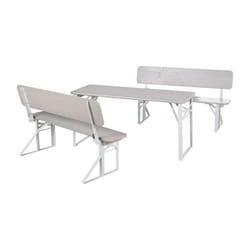 Table Pique-Nique Enfants - Roba - Pliable - 2 Bancs avec Dossiers - Bois Massif - Gris