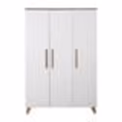 Armoire Bébé 3 Portes ROBA - Ole - Armoire de Rangement à 6 Compartiments et Penderie - Style Scandinave - Blanc Mat - Décor ...