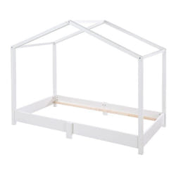 Cadre de Lit Cabane au Sol 70 x 140 cm - ROBA - Lit Montessori - Blanc