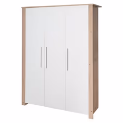 Armoire Bébé 3 Portes Battantes ROBA - Malo - Meuble de Rangement avec Penderie et 8 Compartiments - Blanc - Décor Chêne Clai ...