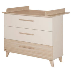 ROBA Commode à Langer Évolutive Sidney - 3 Tiroirs - Pieds et Poignées en Bois Massif - Beige