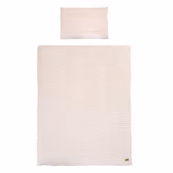 Parure de Lit Bébé ROBA - Frosty Almond - Coton Bio Oeko-Tex - Housse 100x135 + Taie 40x60 - Pois en Relief - Beige Amande