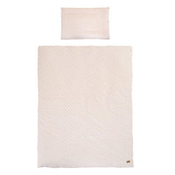 Parure de Lit Bébé ROBA - Frosty Almond - Coton Bio Oeko-Tex - Housse 100x135 + Taie 40x60 - Pois en Relief - Beige Amande