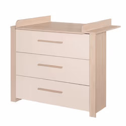 Commode à Langer Évolutive ROBA - Momo - 3 Tiroirs à Fermeture Douce - Extension à Langer Amovible - Cashmere - Chêne Tristan