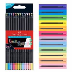 Crayons de couleur - Faber-Castell - Black Edition - 12 pièces - Pastel et néon - Ergonomiques