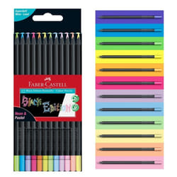 Crayons de couleur - Faber-Castell - Black Edition - 12 pièces - Pastel et néon - Ergonomiques