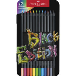 Faber-Castell - Crayons de Couleur - Lot de 12 avec Boîte Métal Black Edition pour Artistes et Dessinateurs