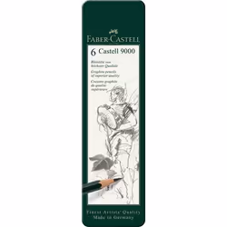 Faber-Castell 9000, Crayon à la mine de graphite, Vert, Bois, Noir, 6 pièce(s)
