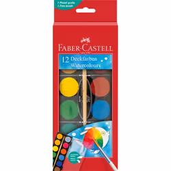 Peinture aquarelle - 12 pastilles - Pour enfant - Pinceau inclus - Faber-Castell