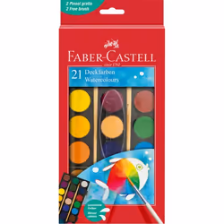 Coffret daquarelle - FABER-CASTELL - 125027 - 21 couleurs - Pinceaux inclus - Palette de mélange