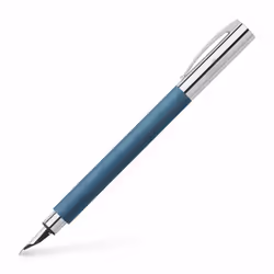 Faber-Castell 147140, Bleu, Chrome, Système de remplissage cartouche, Bleu, Acier inoxydable, Moyen, Ambidextre