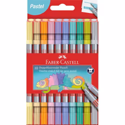 Feutres - Double pointe - 10 couleurs pastel - Coloriage - Enfant/Adulte - Faber-castell