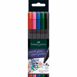 Faber-Castell 151604, Noir, Bleu, Vert, Rose, Rouge, Fin, Multicolore, Plastique, Triangle, Métal