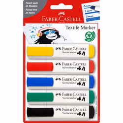 Faber-Castell 159520, Noir, Bleu, Vert, Rouge, Jaune, Pointe biseautée, Multicolore, Plastique, Tissu, 5 pièce(s)