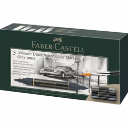 Faber-Castell Wasserfarben Marker, 5 pièce(s), Gris foncé, Gris, Gris clair, Pointe du marqueur