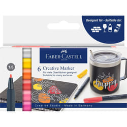 Faber-Castell Creative Marker marqueur 6 pièce(s) Pointe ogive Rose clair, Orange, Rose, Rouge, Blanc, Jaune