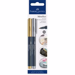 Faber-Castell 160796, 2 pièce(s), Or, Métallique, Pointe du marqueur, Bleu, Or, Argent, Rond, 1,5 mm