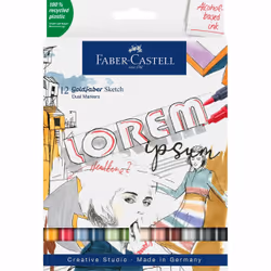 Faber-Castell 164712, 12 pièce(s), Multicolore, Pointe fine, Multicolore, Plastique recyclé, 0,6 mm
