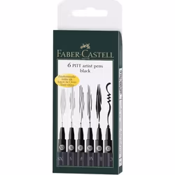 FABER-CASTELL Etui 6 Feutres Noirs Pitt
