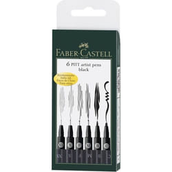 FABER-CASTELL Etui 6 Feutres Noirs Pitt
