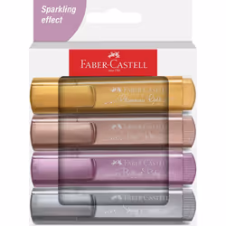 Faber-Castell Textliner 46 Metallic, 4 pièce(s), Or, Violet, Rose, Argent, 1 mm, 5 mm, Encre à base d'eau, Adolescence