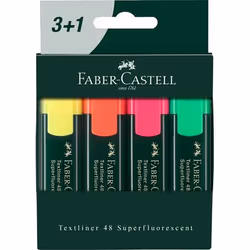 Faber-Castell Textliner 48, Vert, Orange, Rose, Jaune, Fin, Multicolore, Encre à base d'eau, 5 mm, Plastique