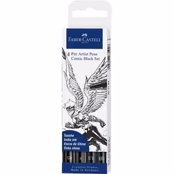 Faber-Castell 267194, Noir, Noir, Gris, Encre à pigments, Papier, 4 pièce(s), Ampoule
