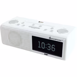 Soundmaster UR8350WE, Horloge, Numérique, DAB+, FM, LCD, Monochrome, Blanc