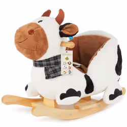 Balançoire à Bascule - BIECO - Vache - Peluche Douce - Bois Massif - Sécurité Maximale