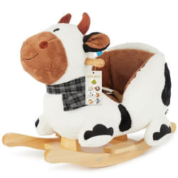 Balançoire à Bascule - BIECO - Vache - Peluche Douce - Bois Massif - Sécurité Maximale